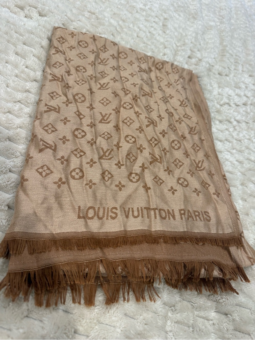 Louis Vuitton Beige Monogram Shawl Scarf